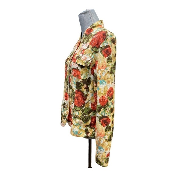 BAMBOO TRADERS Floral Cotton Eyelet Lined Short Blazer/Jacket - Size Large - Picture 4 of 10